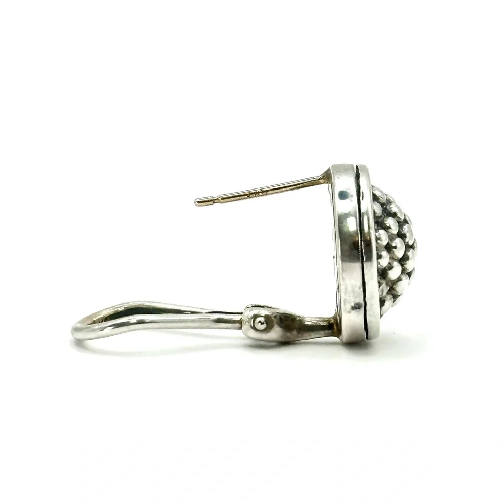 Lagos Signature Caviar Sterling Silver 15MM Button Earrings - Picture 5 of 8